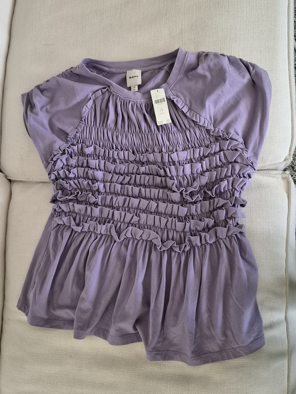 Maeve Anthropology Lavender Ruffled Girls' Short Sleeve Top